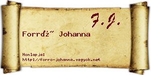 Forró Johanna névjegykártya